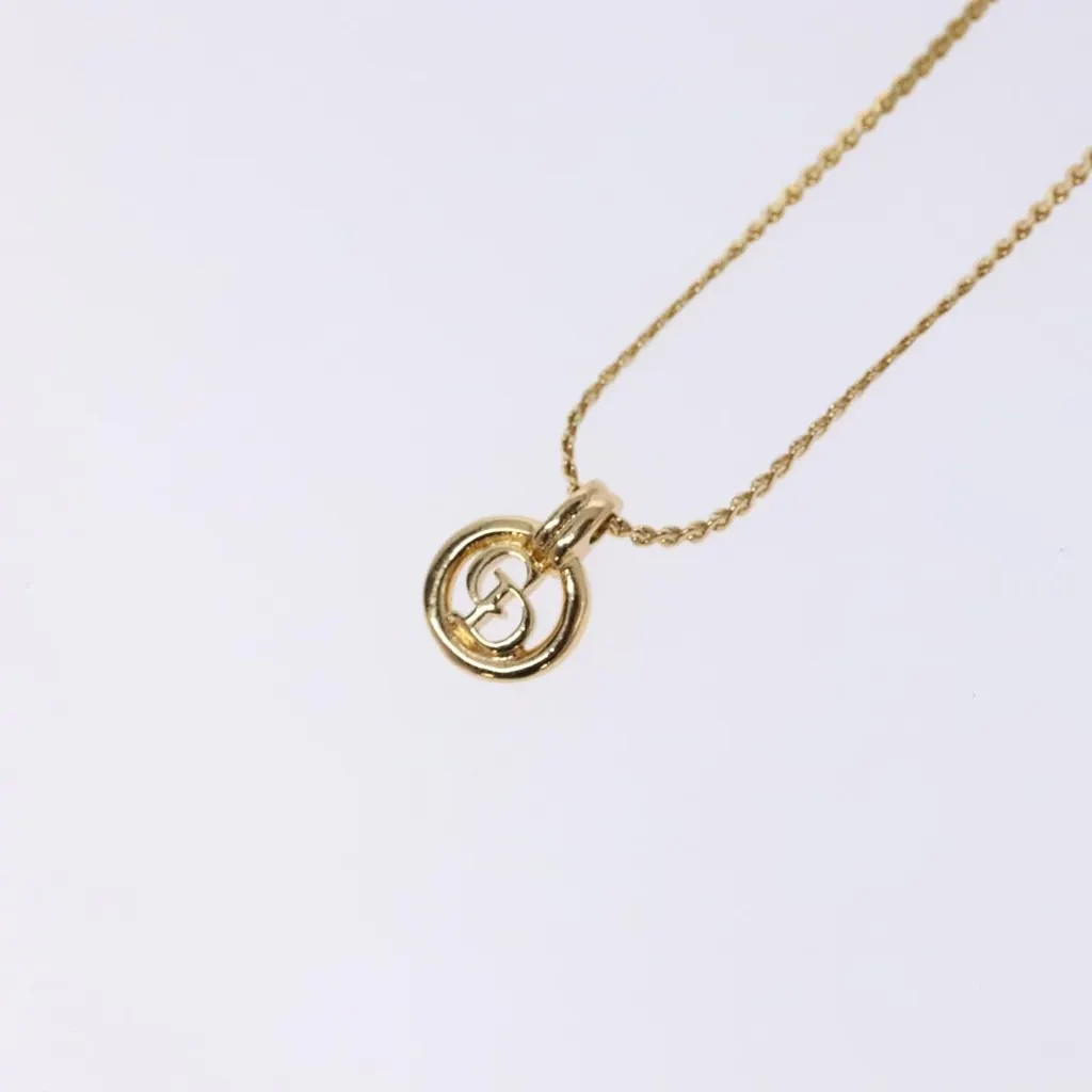 Dior CD Round Pendant Necklace Gold Metal Good - Inside View