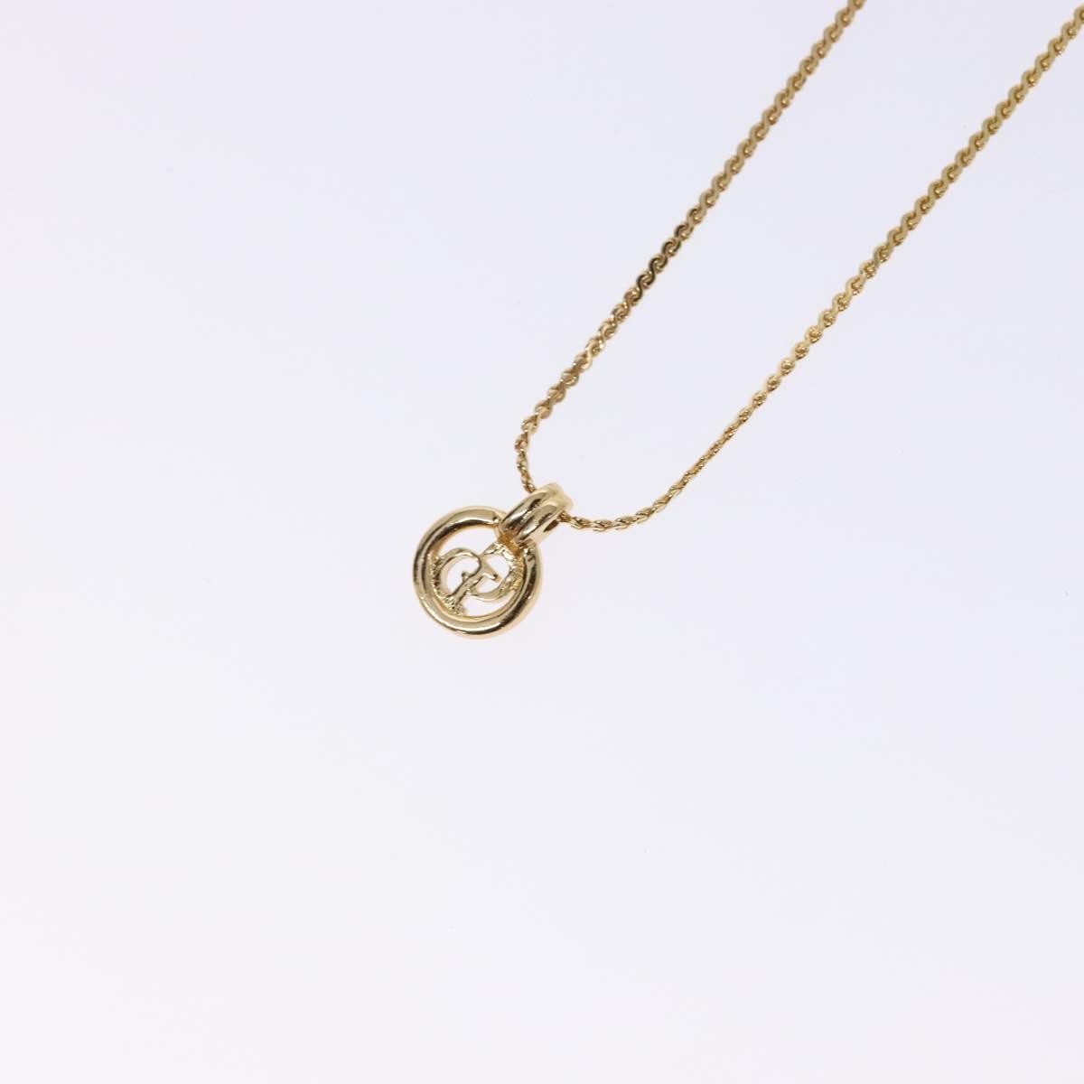 Christian Dior CD Round Pendant Necklace Gold Metal Good condition - Model View