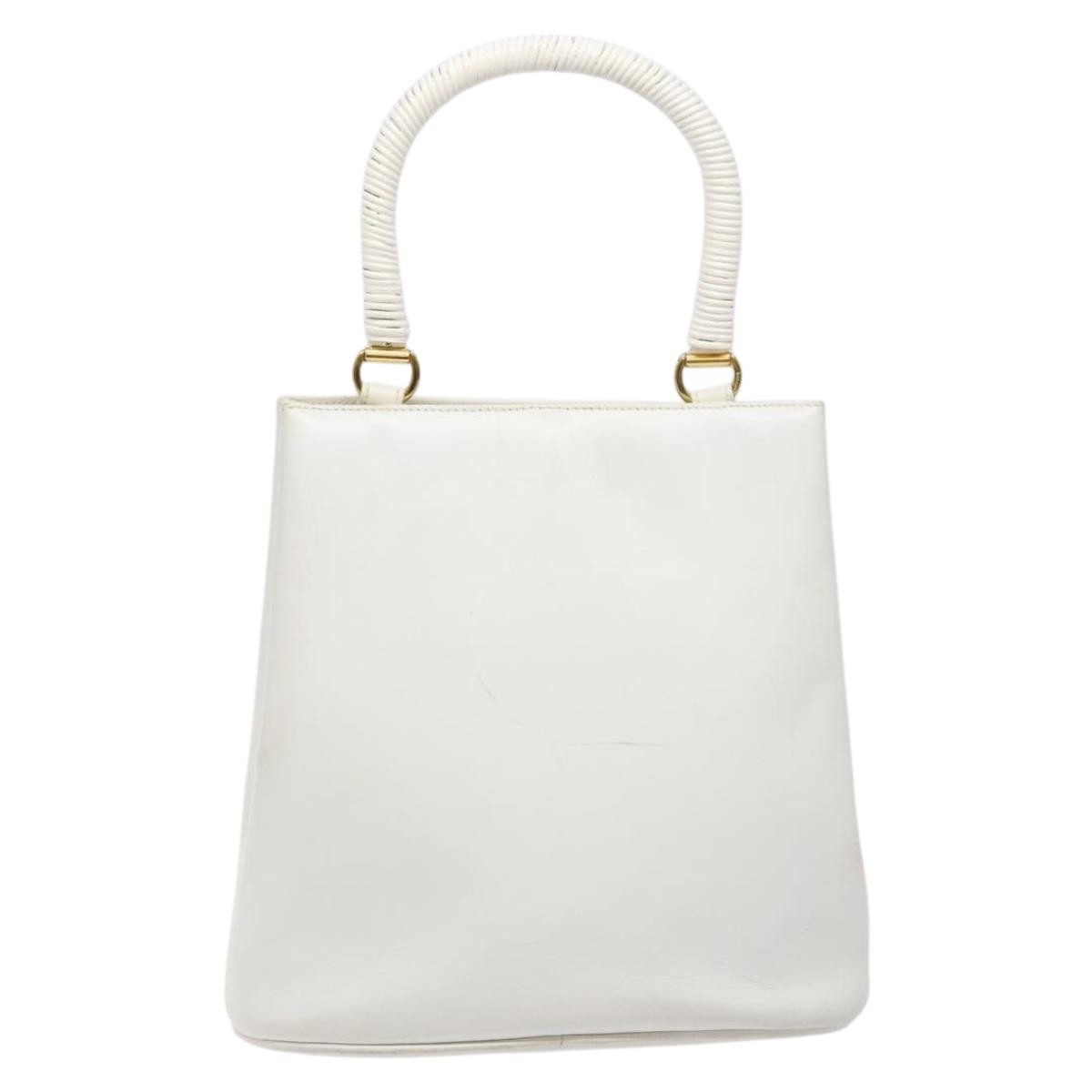 Salvatore Ferragamo Vintage Gancini Convertible Top Handle Bag White Leather Good condition - Back View
