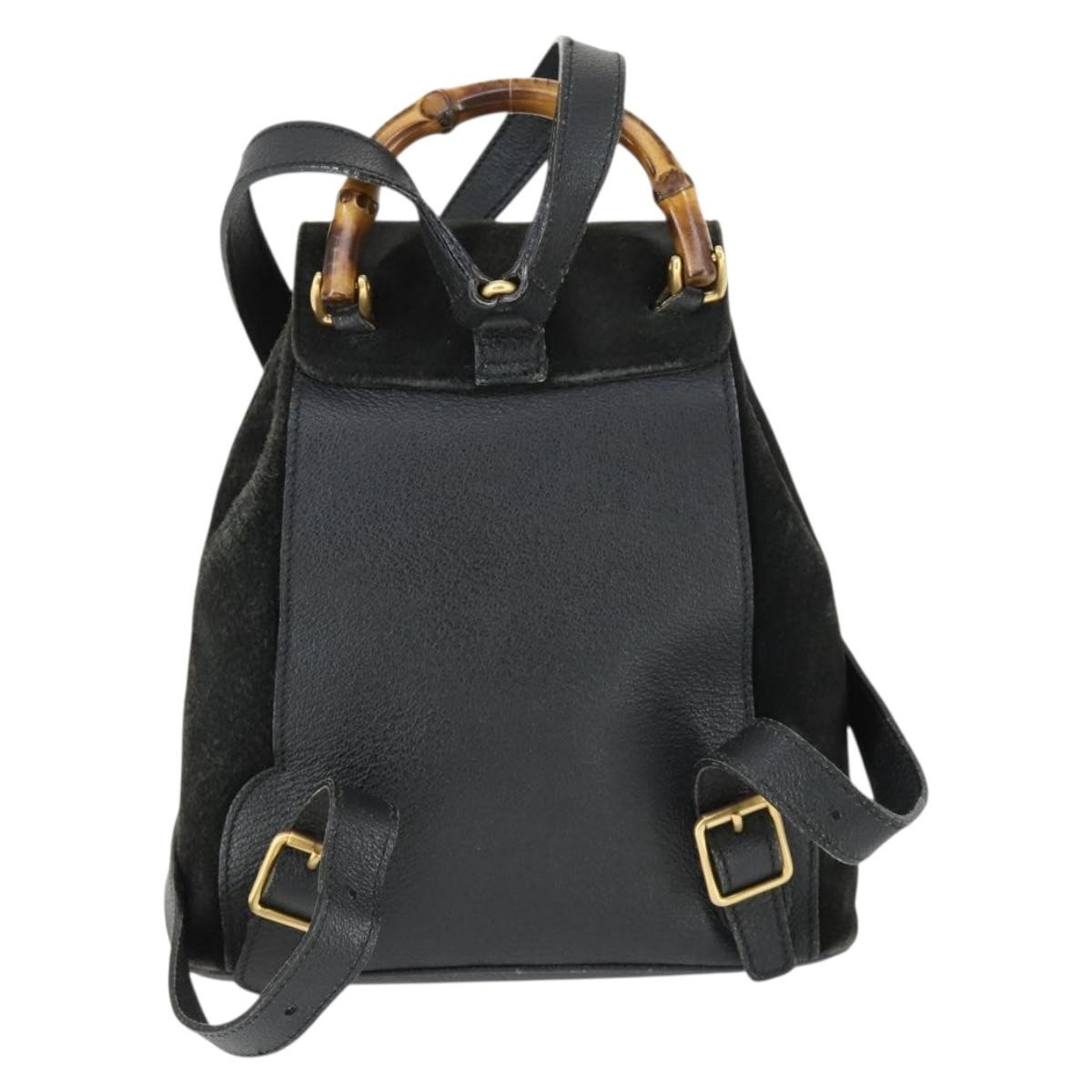 Gucci Gucci bamboo backpack Black Suede Fair condition - Back View