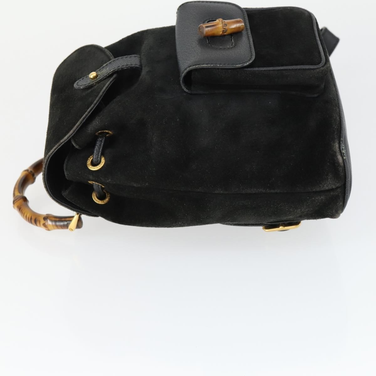 Gucci Gucci bamboo backpack Black Suede Fair condition - Model View