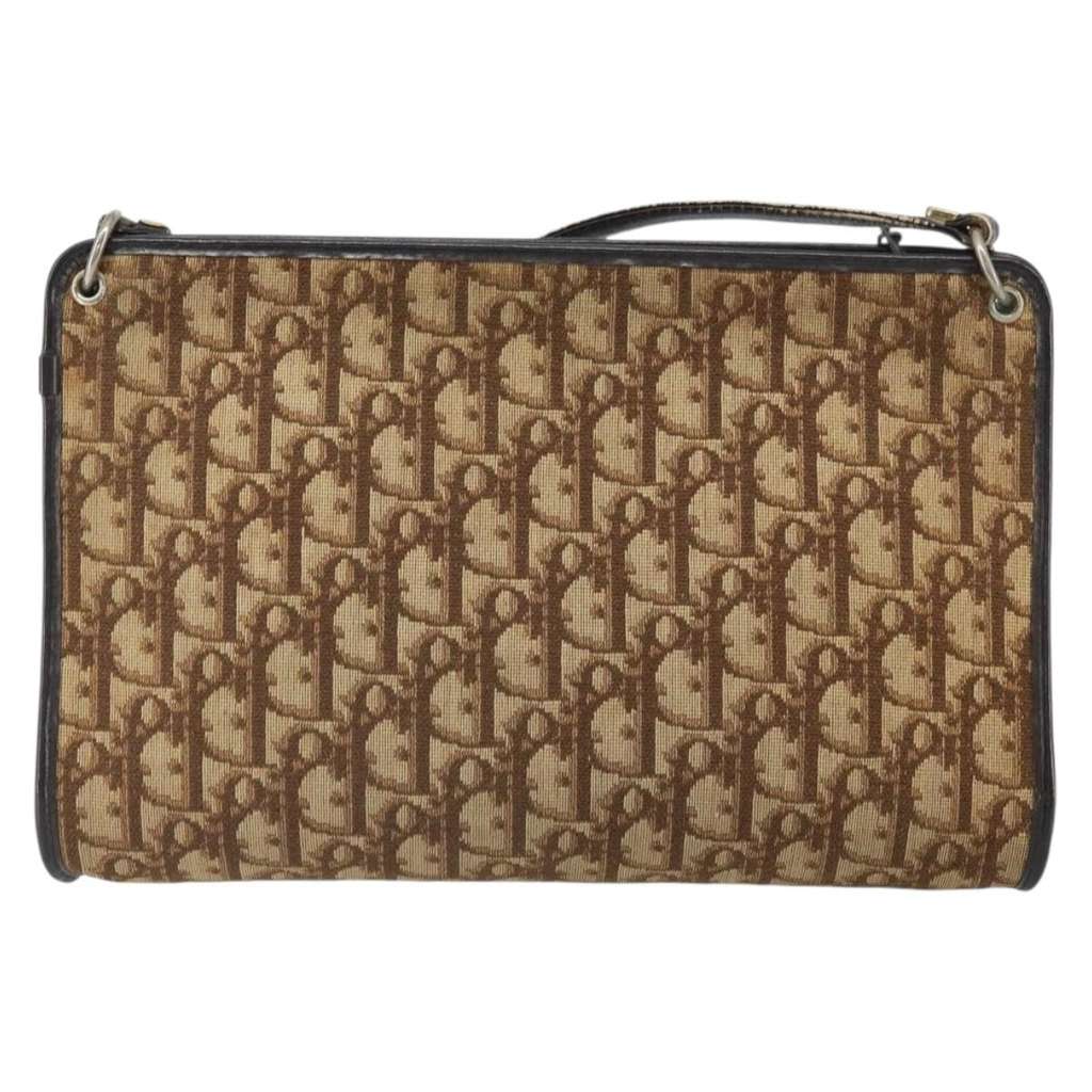 Christian Dior Vintage Trotter Shoulder Bag Brown Canvas Good condition - Back View