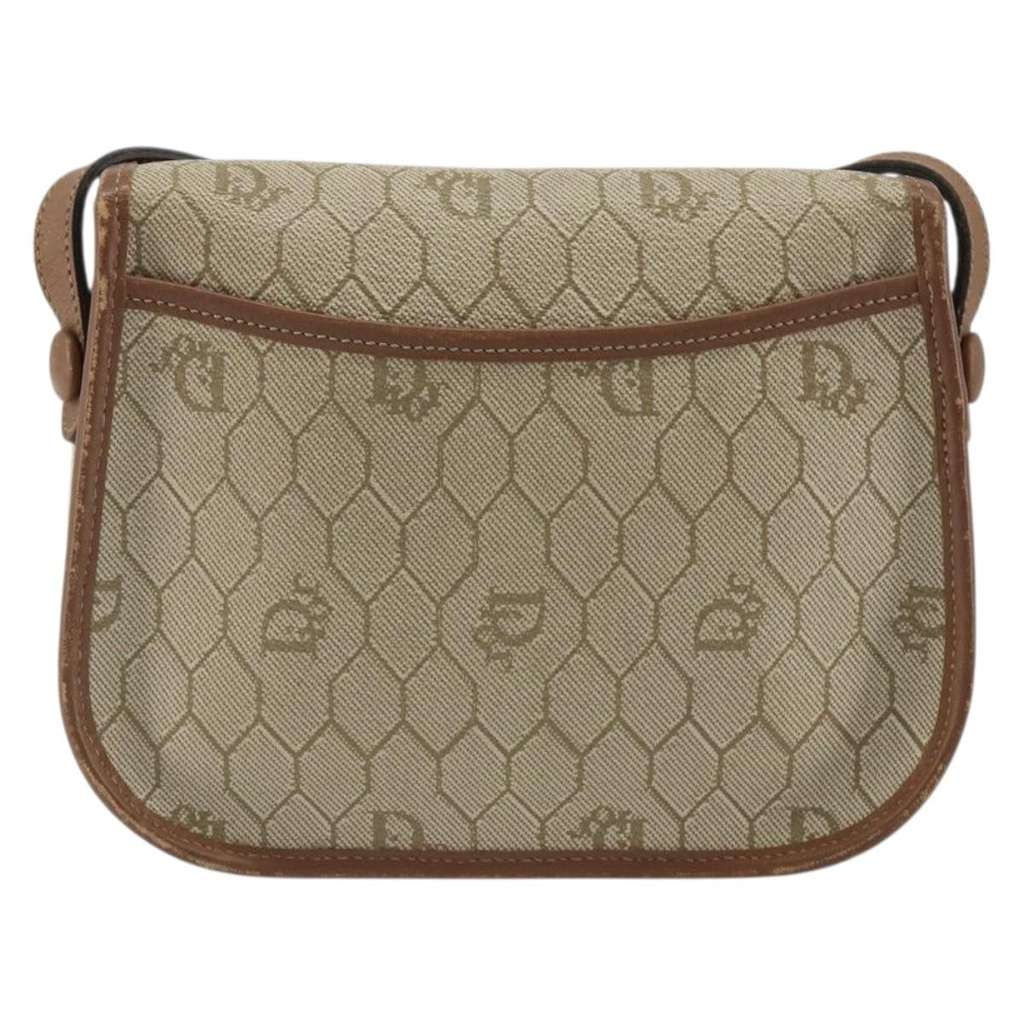 Christian Dior Vintage Honeycomb Flap Crossbody Bag Beige Canvas Good condition - Back View
