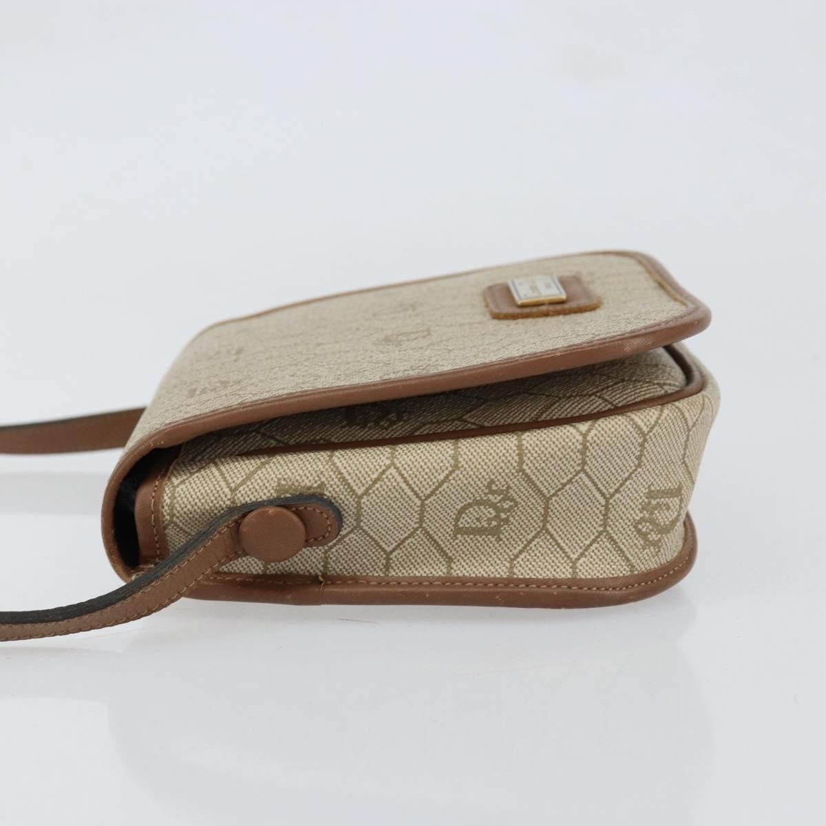 Christian Dior Vintage Honeycomb Flap Crossbody Bag Beige Canvas Good condition - Model View