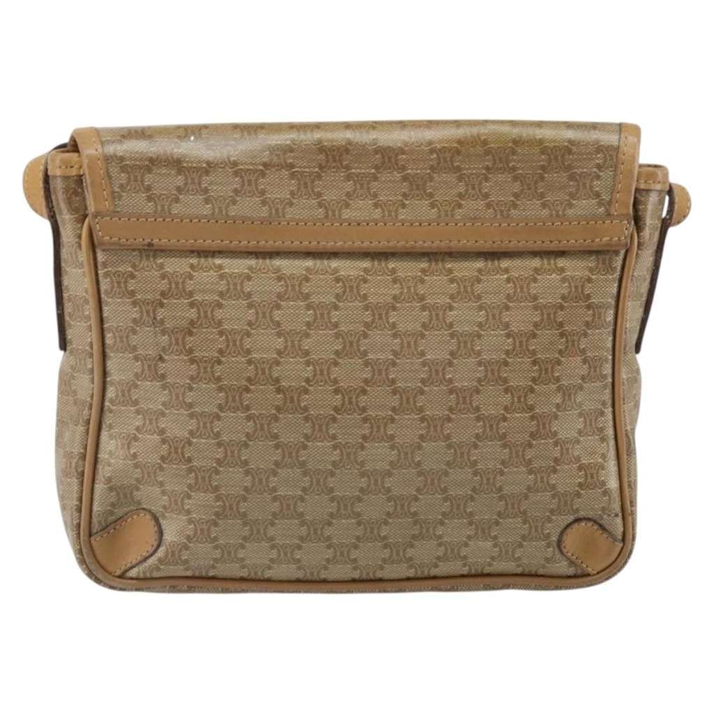 Celine Vintage Macadam Shoulder Bag Beige Canvas Fair condition - Back View