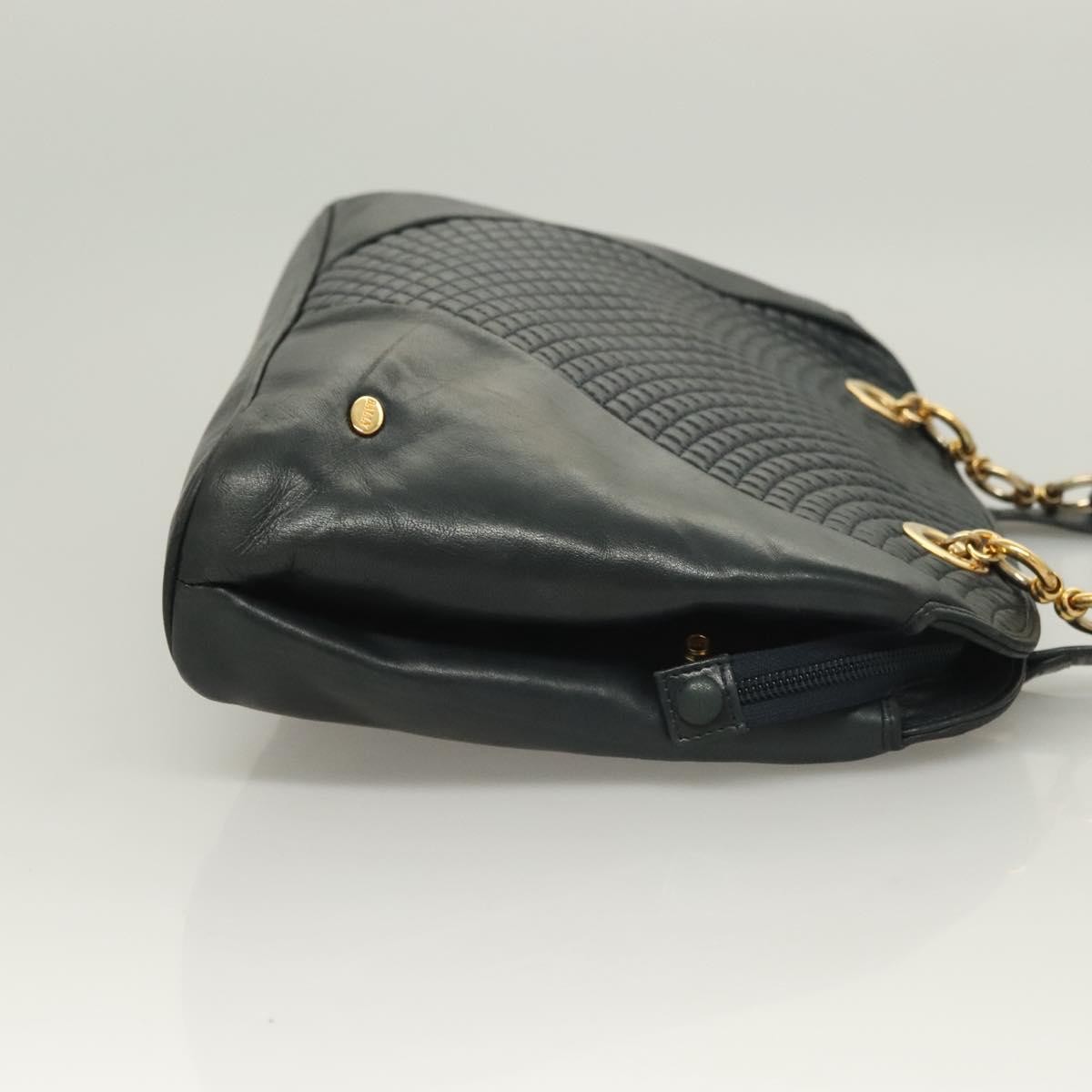 Bally Vintage Chain Shoulder Bag Navy Leather Good condition - Inside View