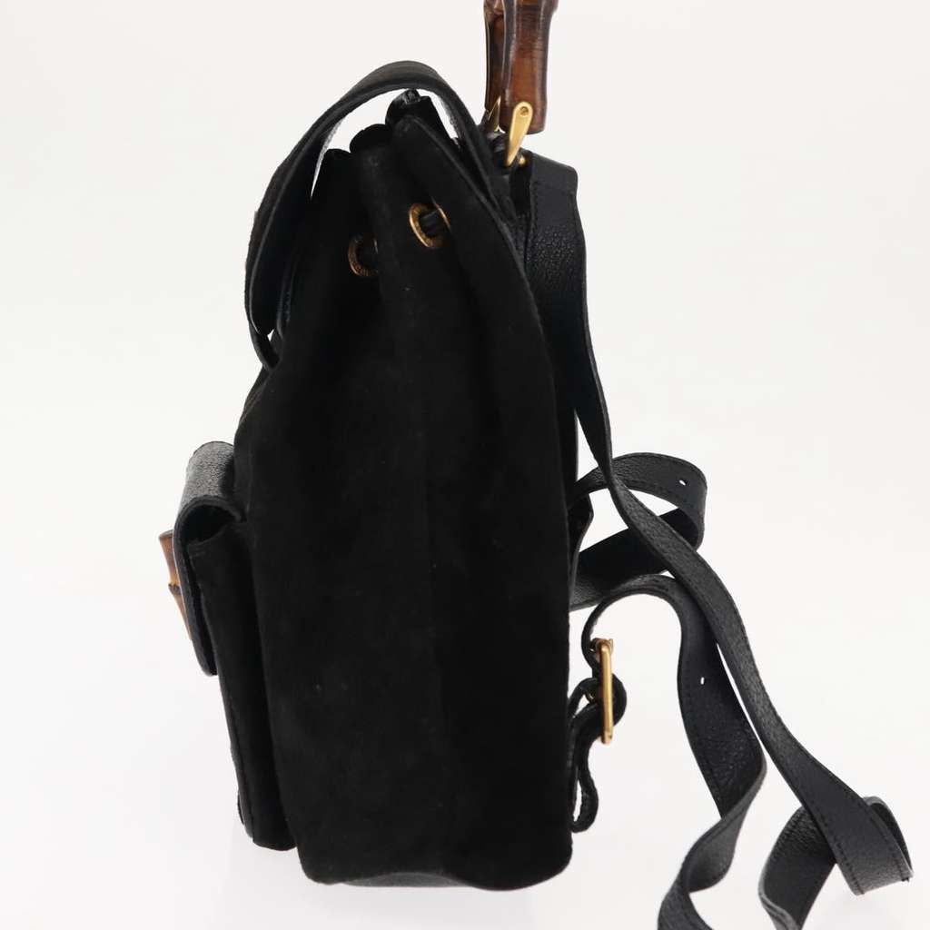Gucci Vintage Bamboo Backpack Black Suede Good condition - Inside View