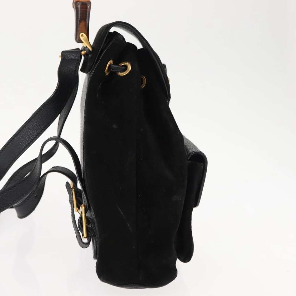 Gucci Vintage Bamboo Backpack Black Suede Good condition - Model View