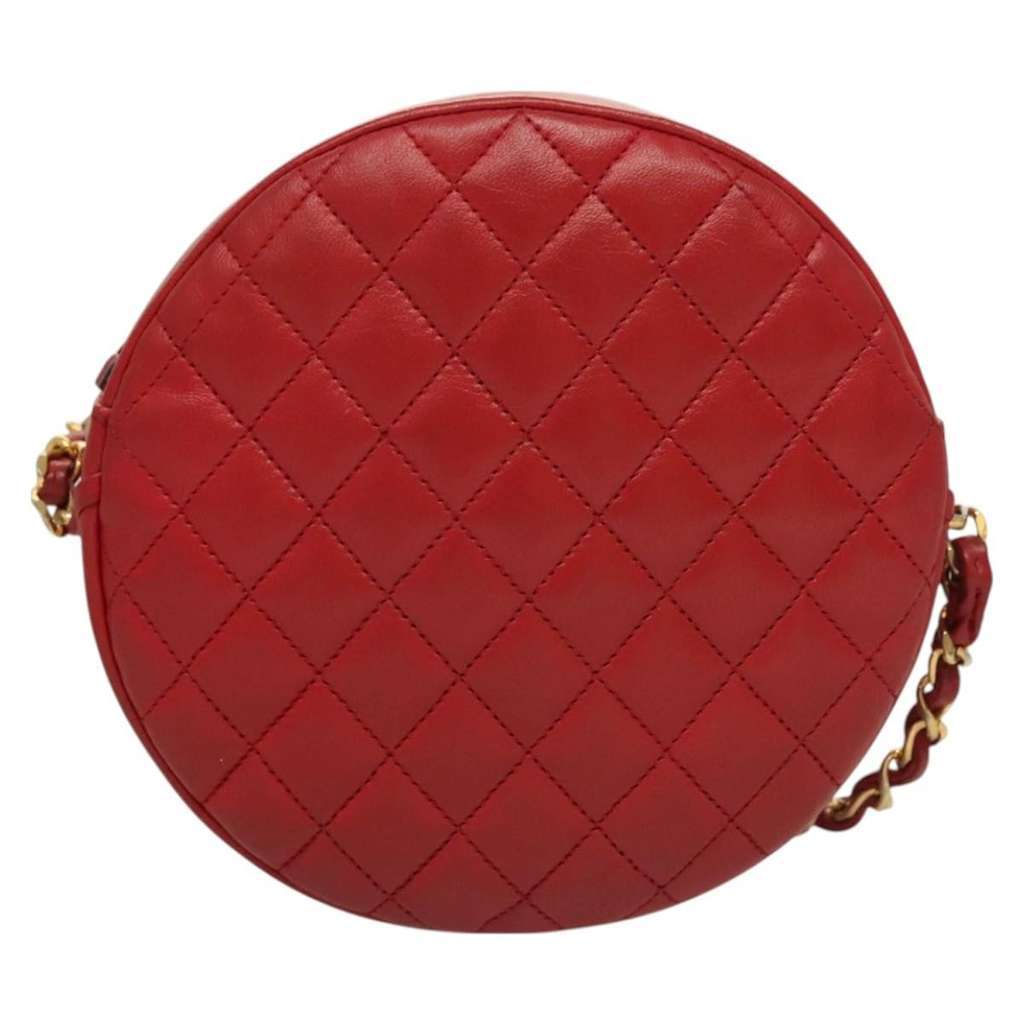 Chanel Vintage Round Tassel Crossbody Bag Red Leather Good condition - Back View