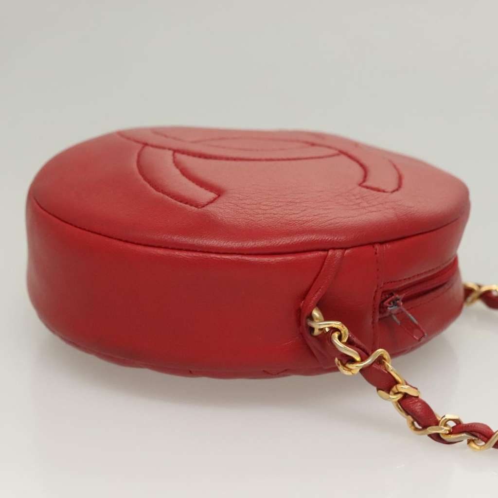 Chanel Vintage Round Tassel Crossbody Bag Red Leather Good condition - Inside View