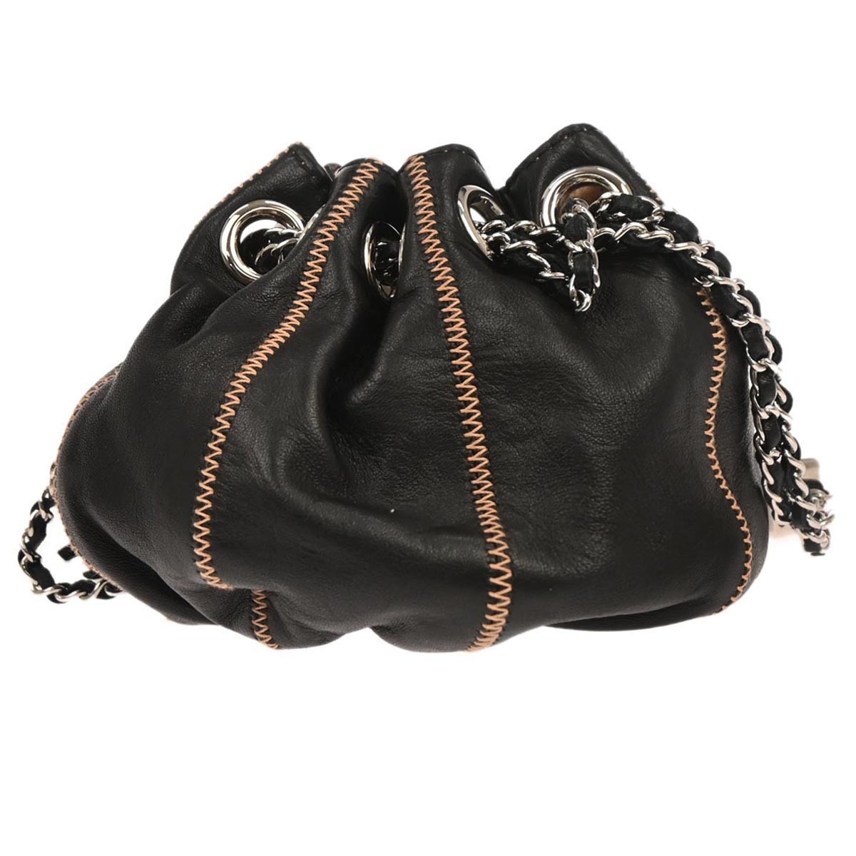 Chanel Vintage Sac Cordon Shoulder Bag Black Leather Good condition - Inside View