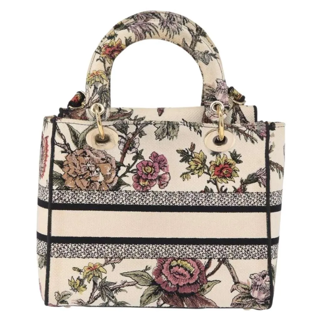 Dior Lady D-Lite Bag Beige Canvas Good - Back View