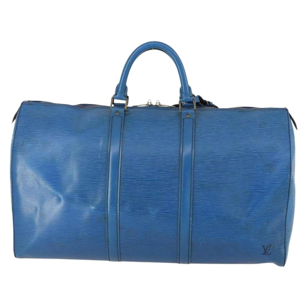 Louis Vuitton Keepall Bag Blue Leather Fair condition - Back View
