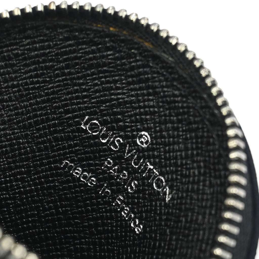 Louis Vuitton Round Coin Purse Black Leather Good condition - Box View