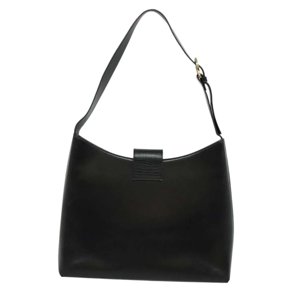 Salvatore Ferragamo Gancini Shoulder Bag Black Leather Good condition - Back View