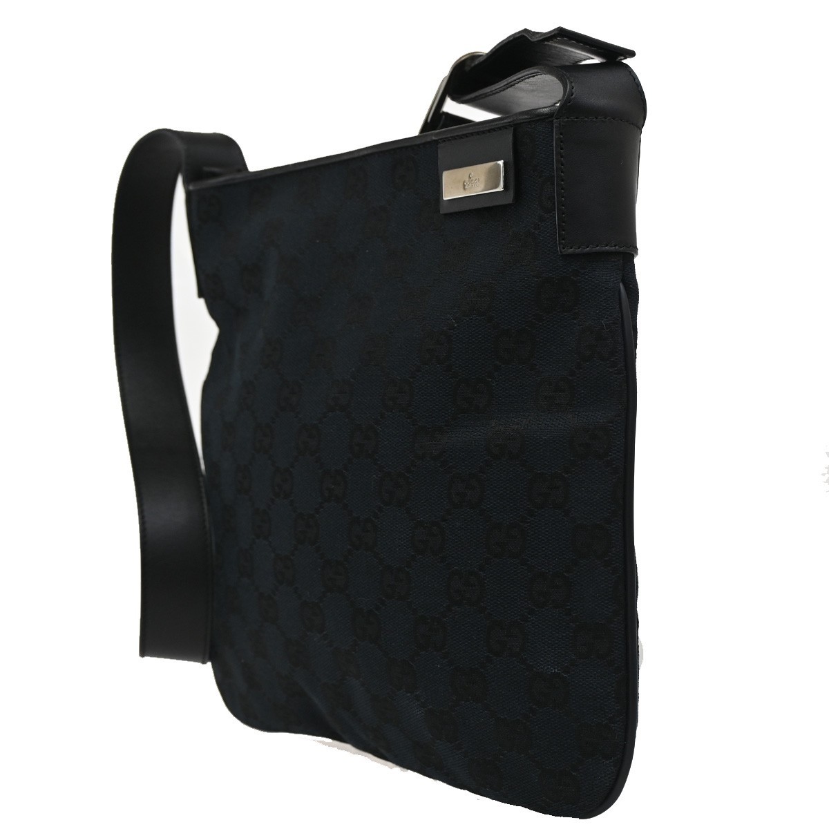 Gucci Vintage Flat Messenger Bag Black Canvas Good condition - Inside View