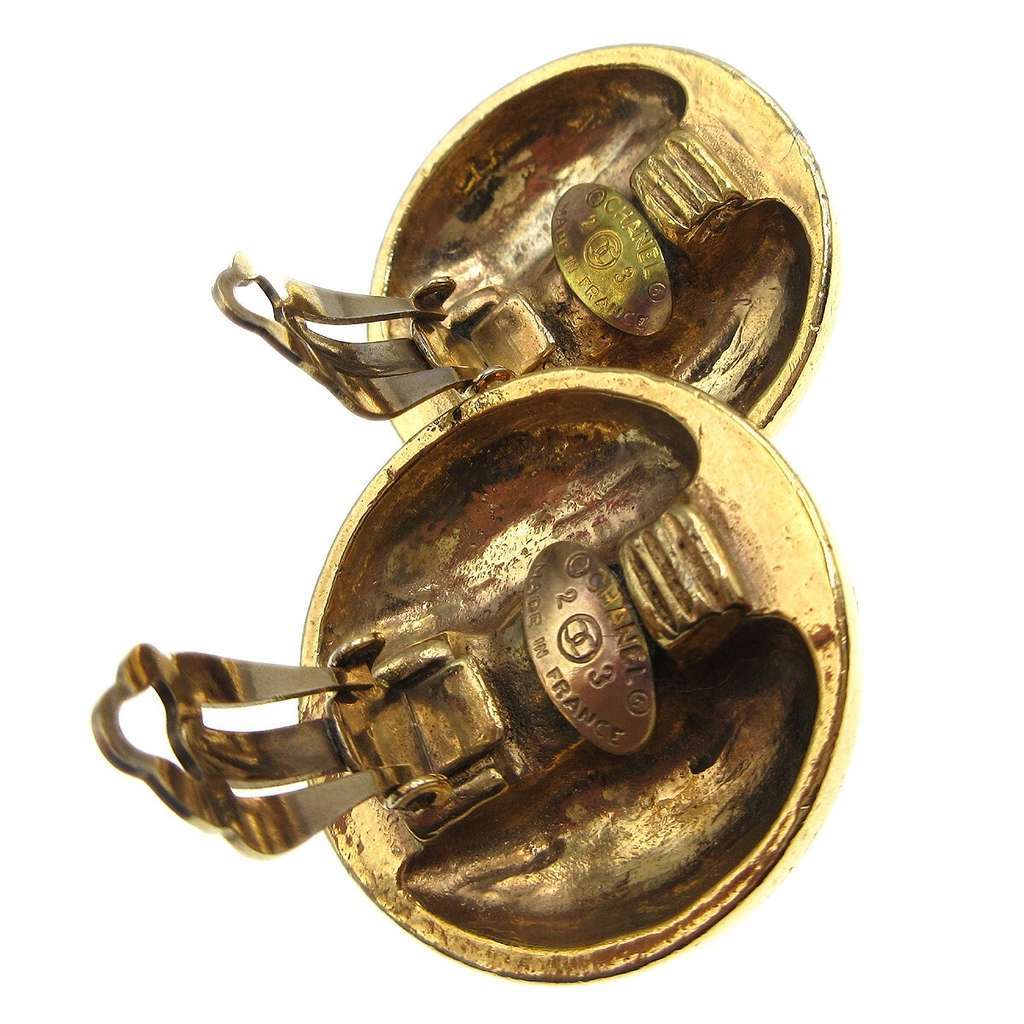 Chanel CC Round Earrings Gold Good condition - Back View