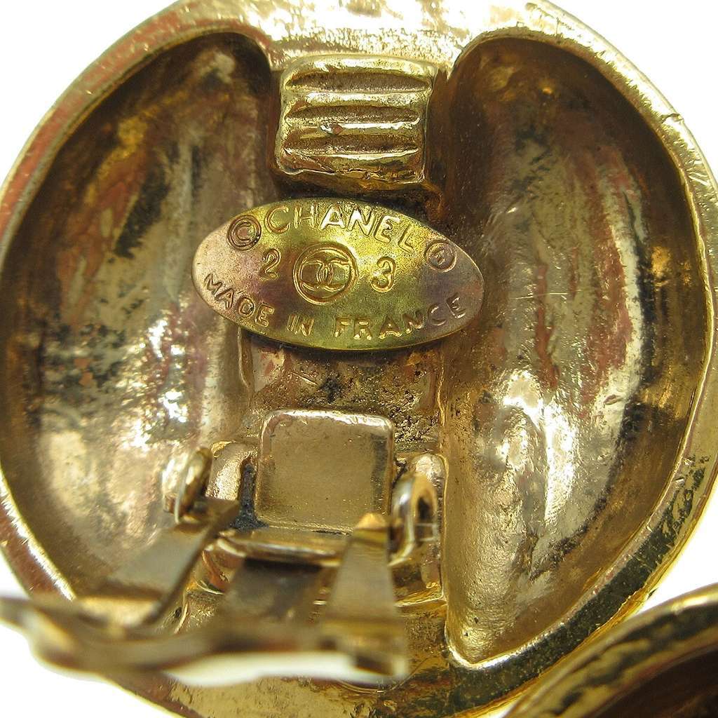 Chanel CC Round Earrings Gold Good condition - Inside View