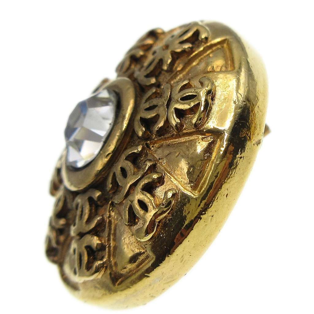 Chanel CC Round Earrings Gold Good condition - Model View