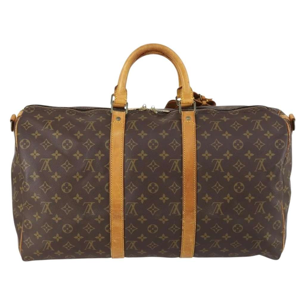 Louis Vuitton Keepall Bandouliere Bag Brown Canvas Fair condition - Back View