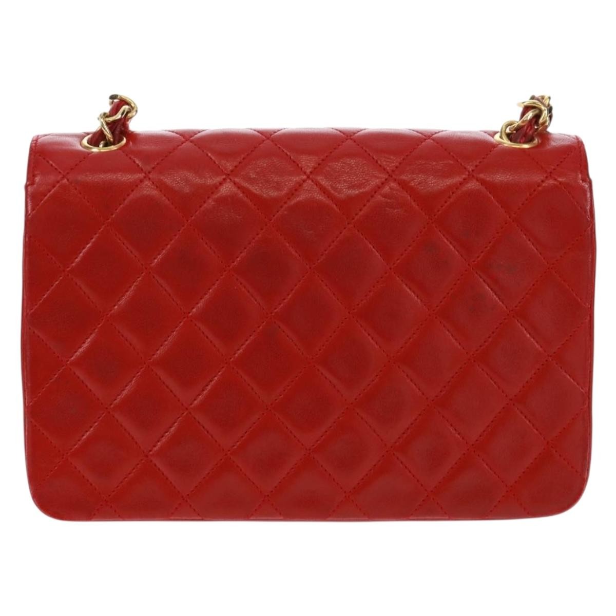 Chanel Vintage CC Chain Flap Bag Red Leather Good condition - Back View