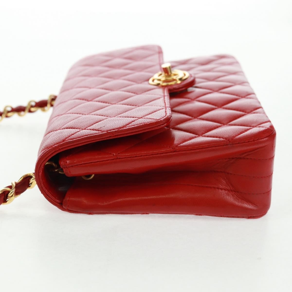 Chanel Vintage CC Chain Flap Bag Red Leather Good condition - Inside View