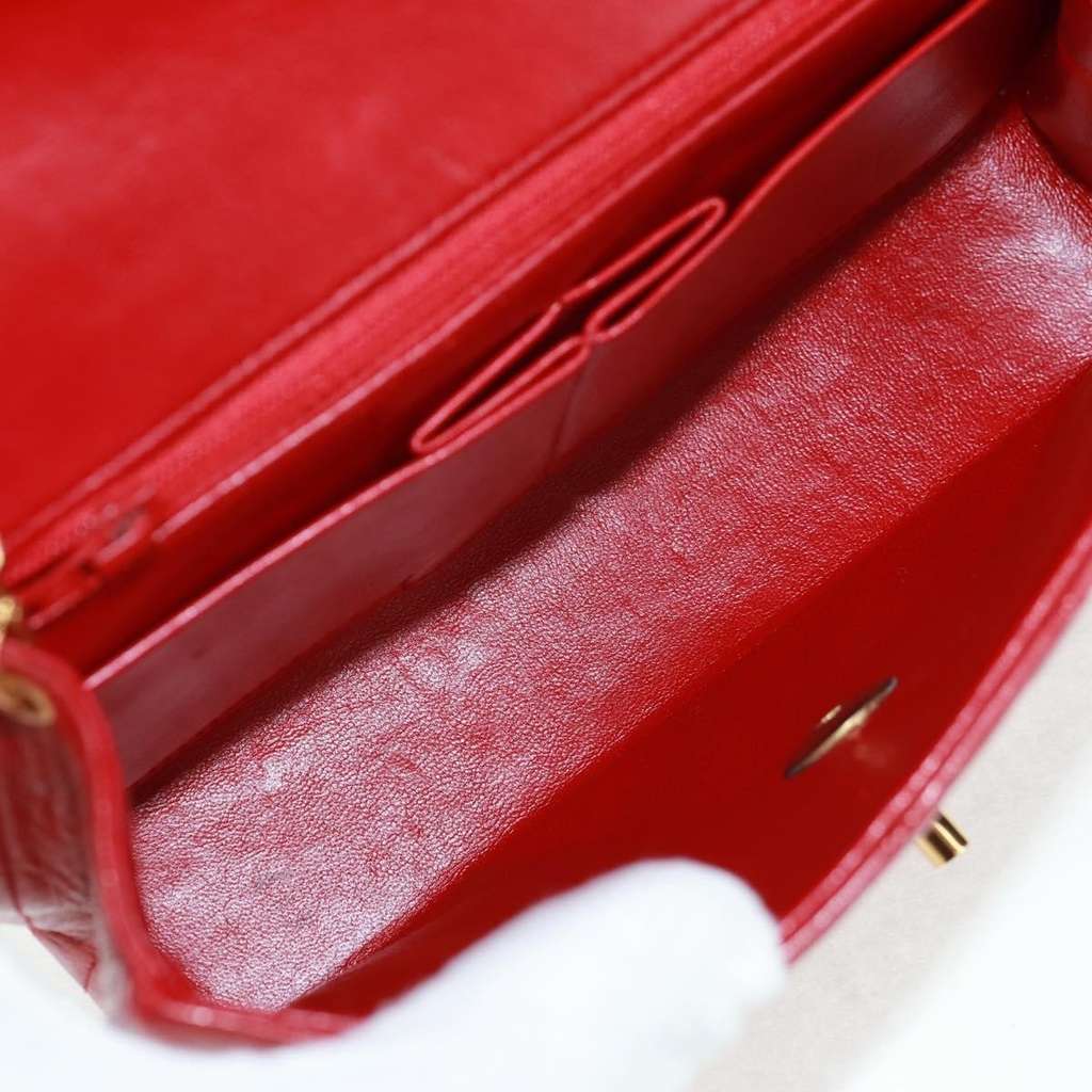 Chanel Vintage CC Chain Flap Bag Red Leather Good condition - Box View