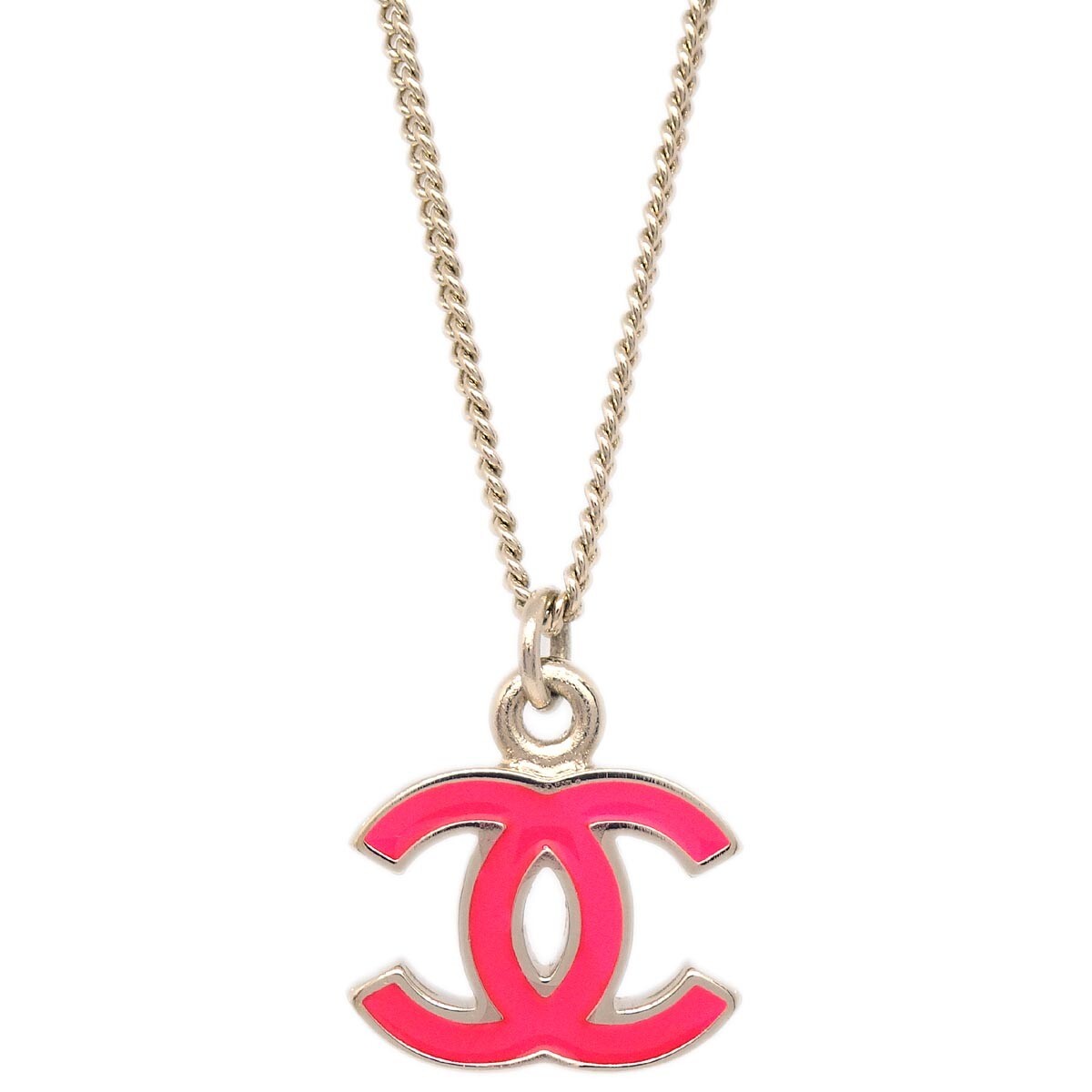 Chanel CC Logo Pendant Necklace Silver Good condition - Back View