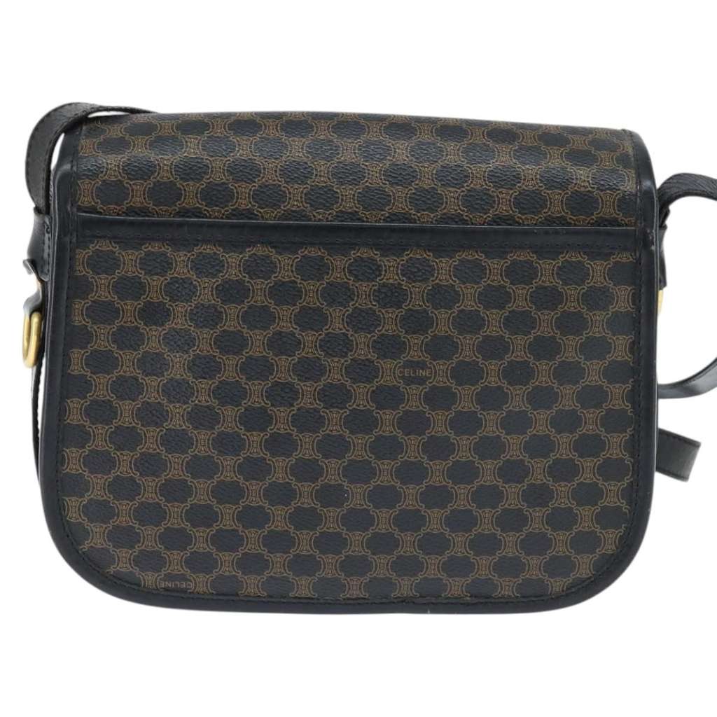 Celine Vintage Macadam Shoulder Bag Black Canvas Good condition - Back View