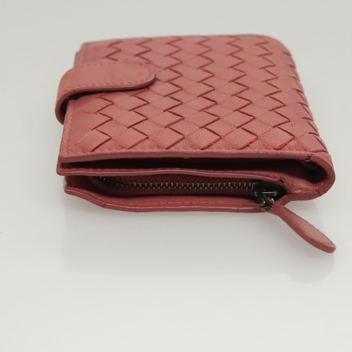 Bottega Veneta Bifold Coin Pocket Card Holder Pink Leather Good condition - Model View