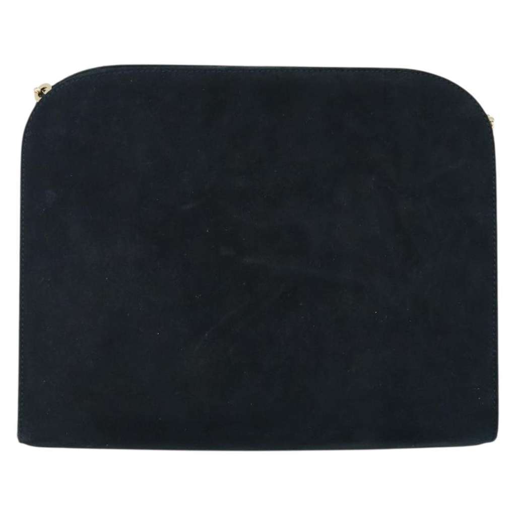 Salvatore Ferragamo Gancini Chain Shoulder bag Navy Suede Good condition - Back View