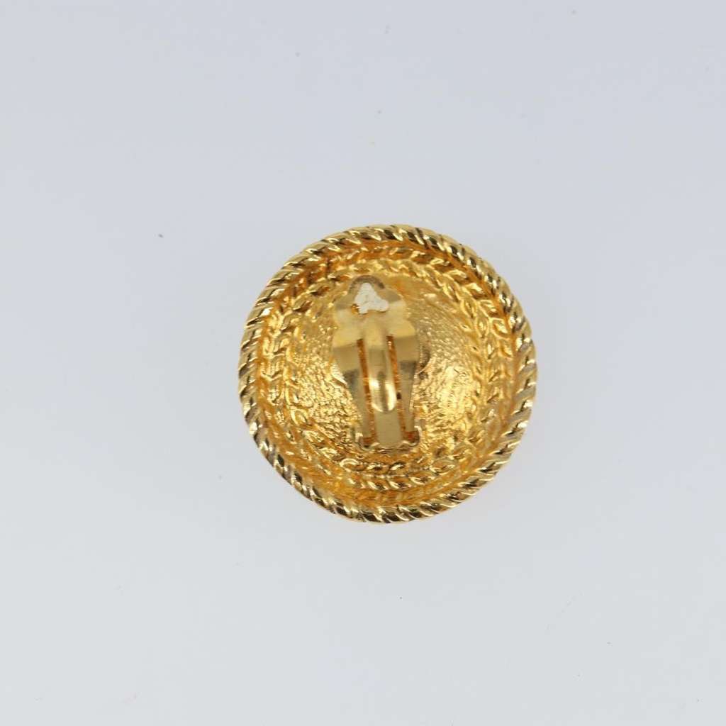 Chanel Vintage Round Clip-On Earrings Gold Good condition - Inside View