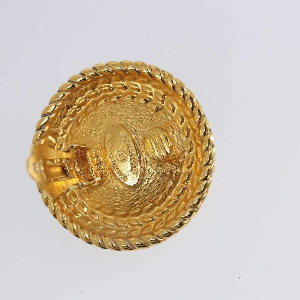 Chanel Vintage Round Clip-On Earrings Gold Good condition - Box View