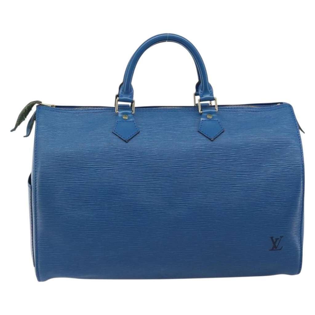 Louis Vuitton Speedy Handbag Blue Leather Fair condition - Back View