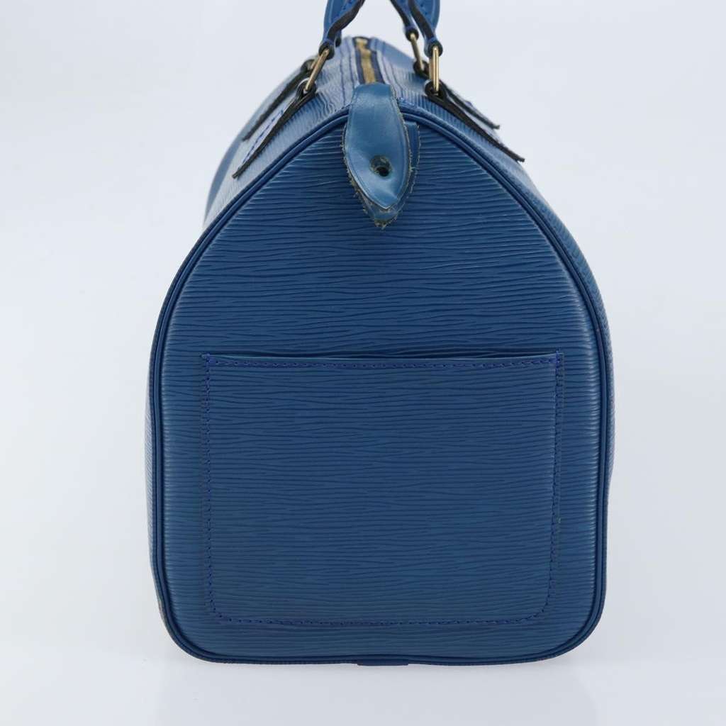 Louis Vuitton Speedy Handbag Blue Leather Fair condition - Model View