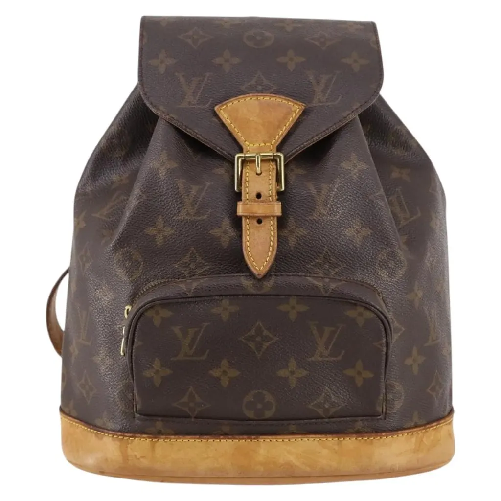 Louis Vuitton Vintage Montsouris Backpack Brown Canvas Fair - Front View