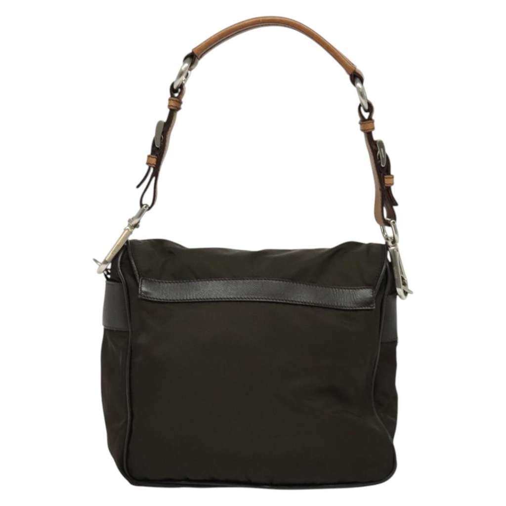 Prada Vintage Flap Shoulder Bag Khaki Good condition - Back View