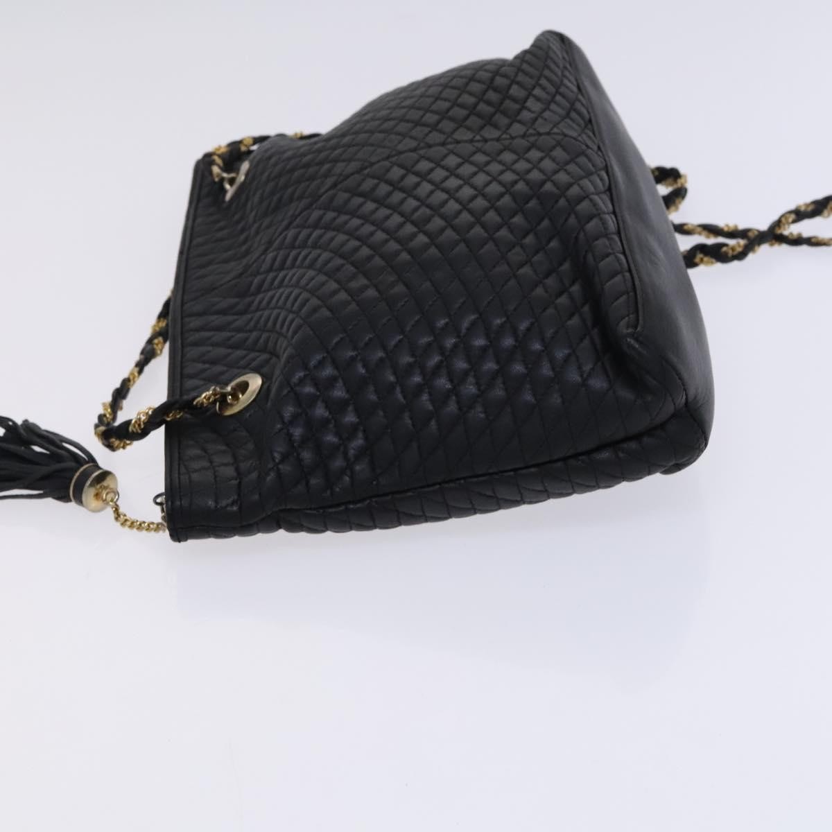 Bally Vintage Chain Shoulder Bag Black Leather Good condition - Model View