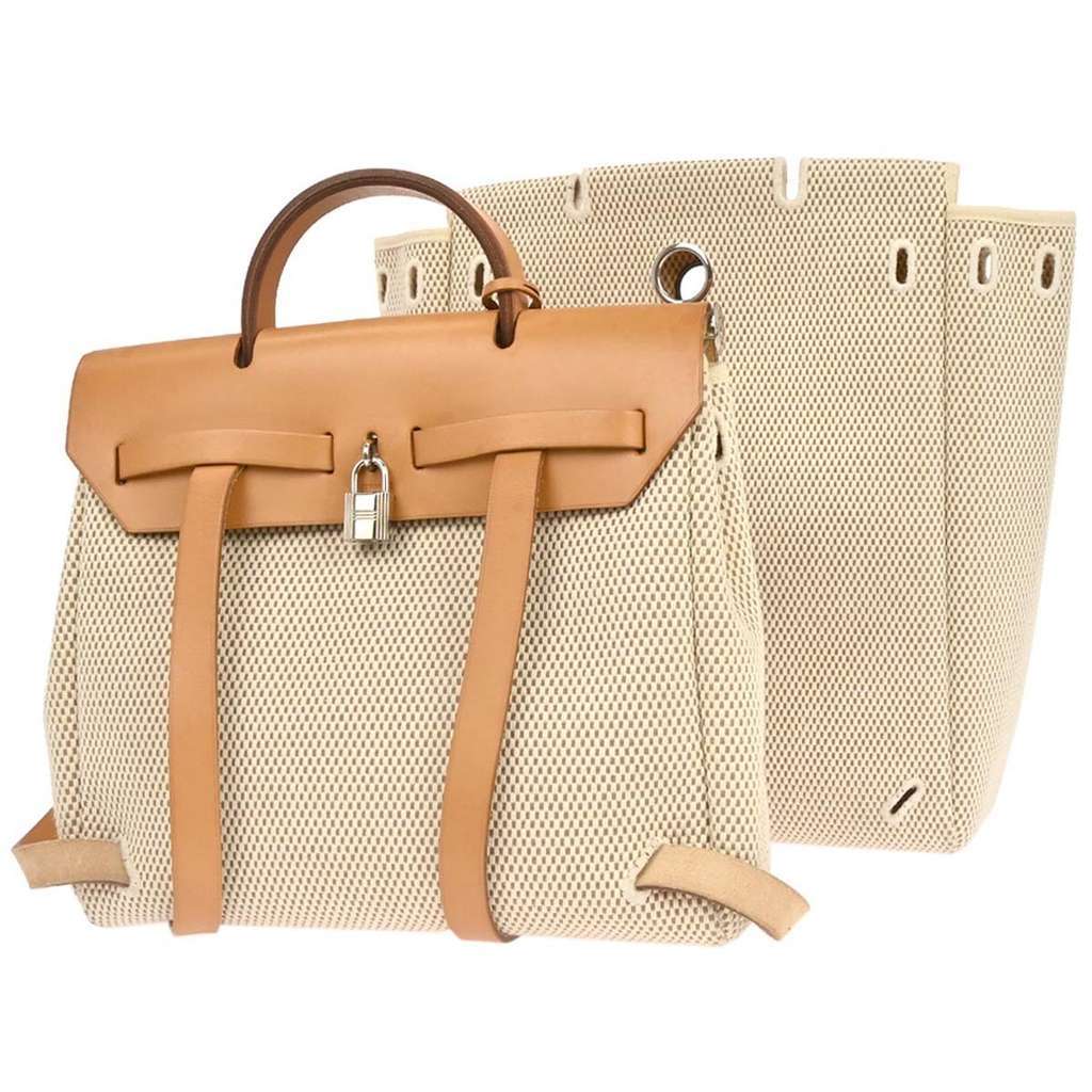 Hermès Herbag A Dos Backpack Beige Canvas Good condition - Back View