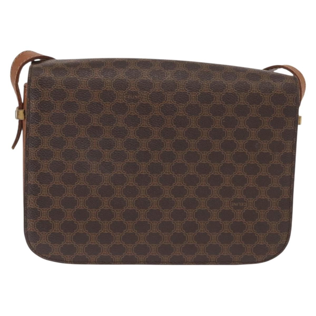 Celine Vintage Horse Carriage Macadam Shoulder Bag Brown Good condition - Back View