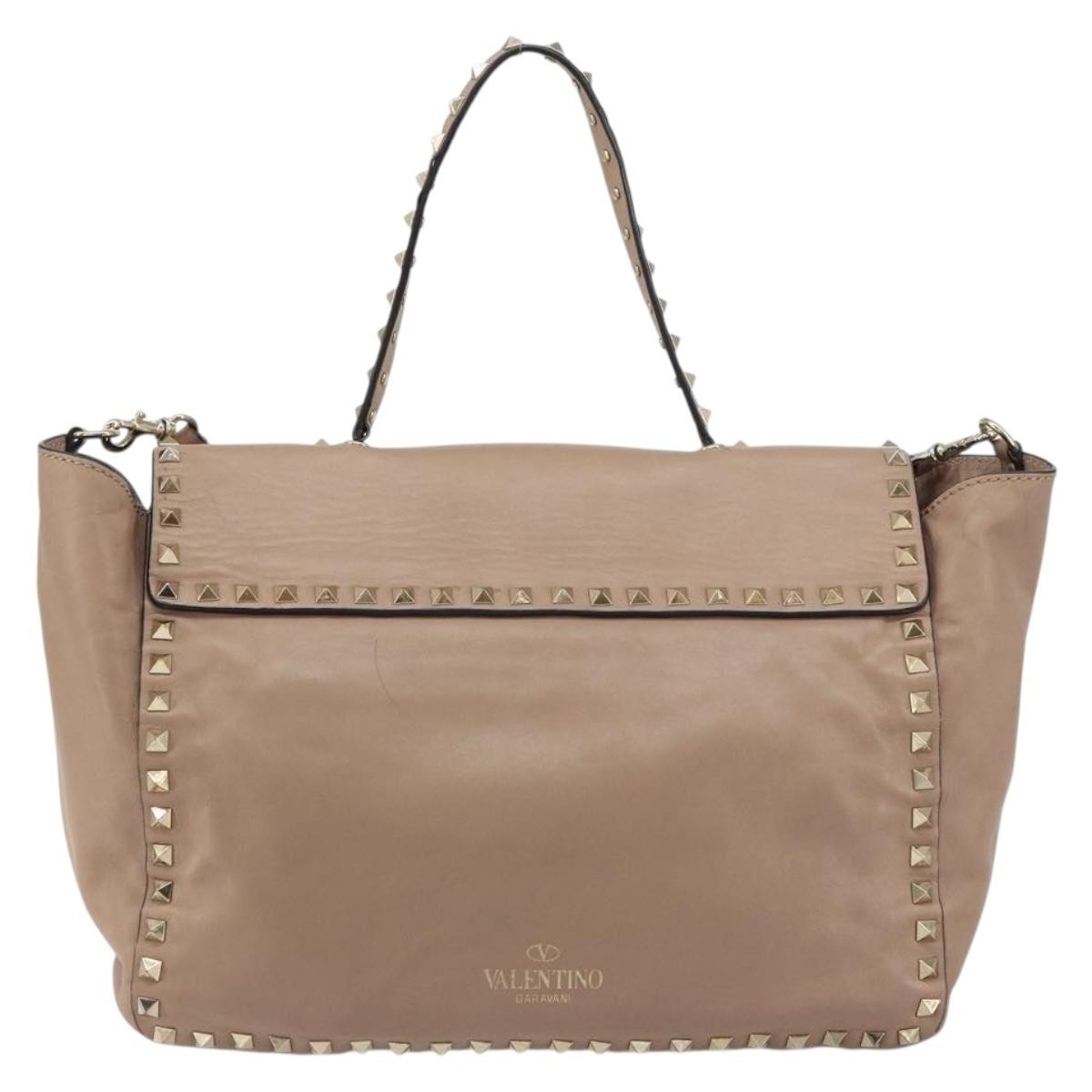 Valentino Garavani Rockstud Tote Beige Leather Fair condition - Back View