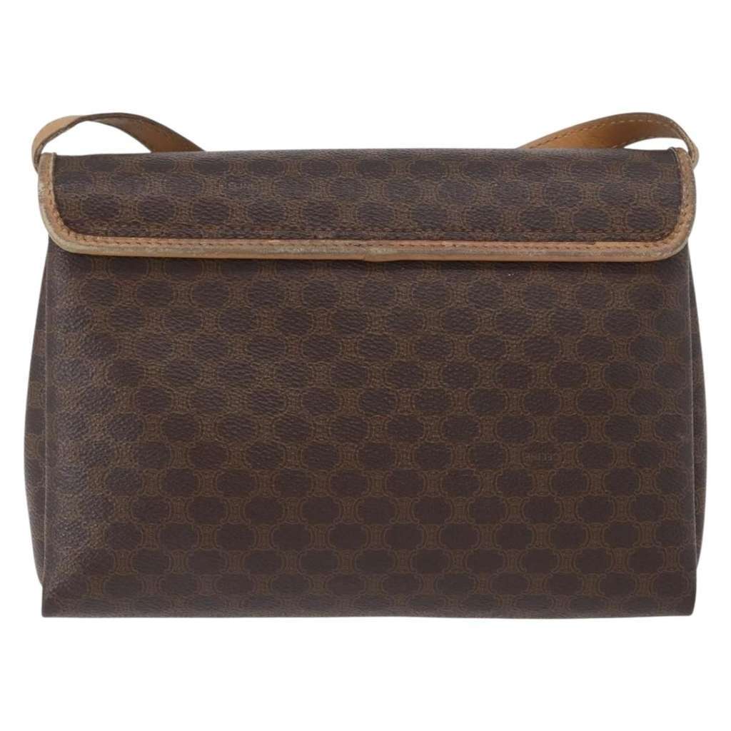 Celine Vintage Macadam Shoulder Bag Brown Canvas Fair condition - Back View