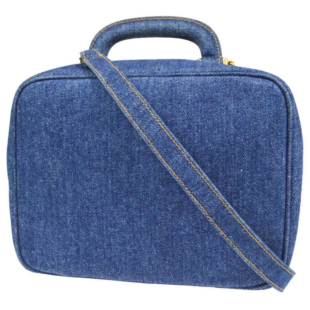 Chanel Vintage Timeless Zip Around Vanity Case Blue Good condition - Back View