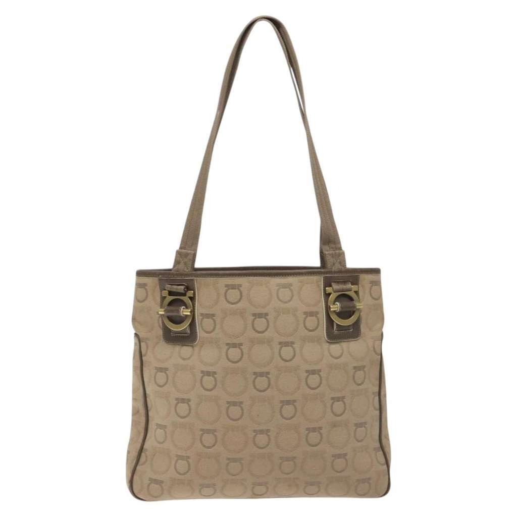 Salvatore Ferragamo Gancini Tote Beige Canvas Good condition - Back View
