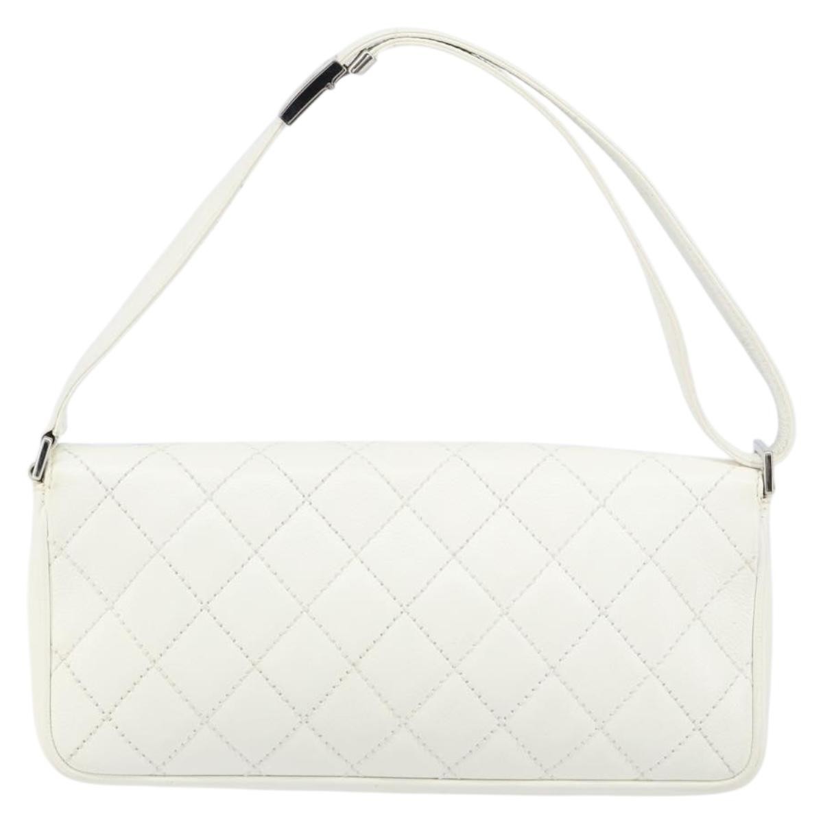 Chanel Vintage Timeless CC Adjustable Shoulder Bag White Leather Good condition - Back View