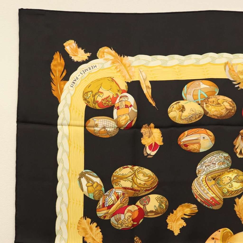 Hermès Carré 90 Black Silk Good condition - Back View