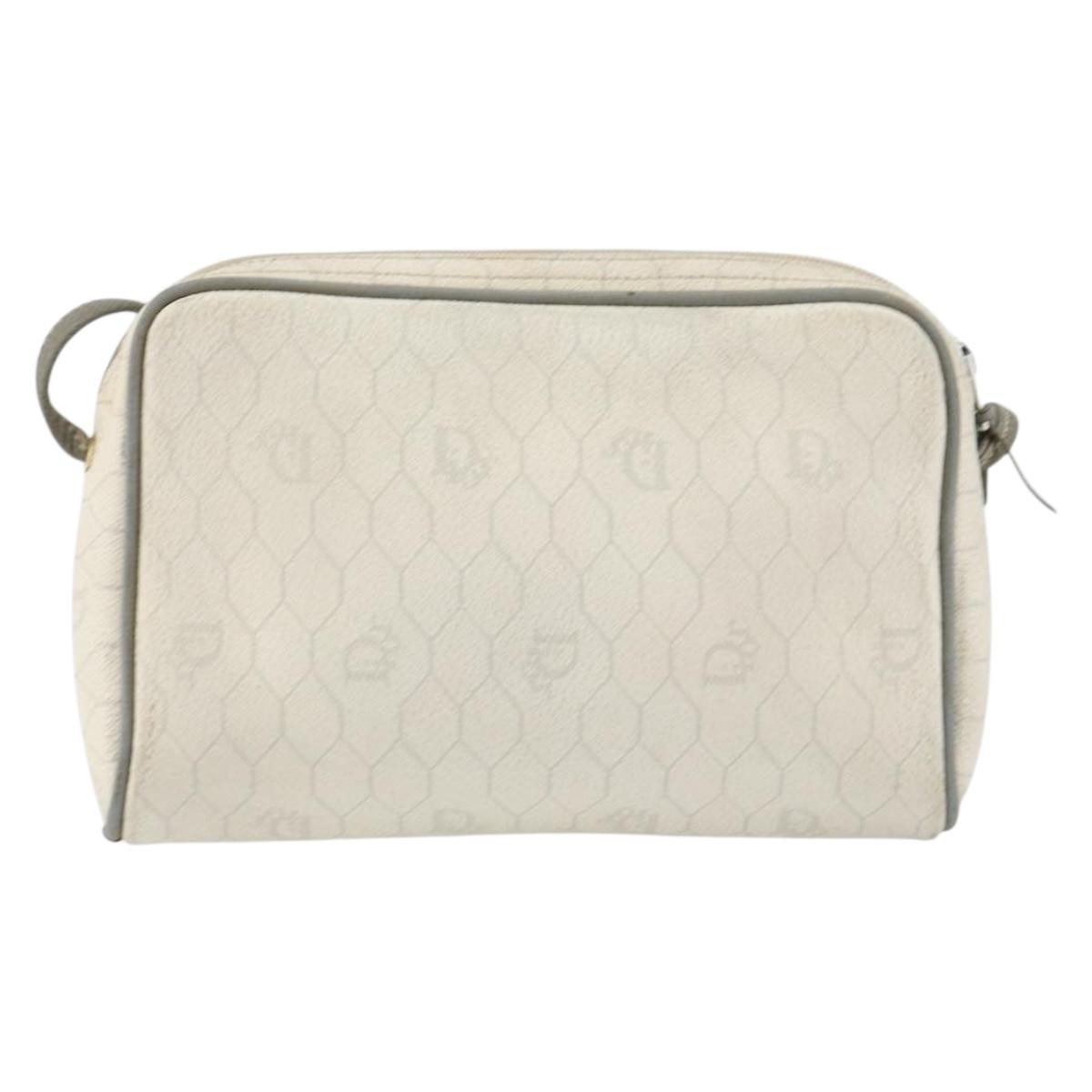 Christian Dior Vintage Honeycomb Shoulder Bag White Canvas Good condition - Back View