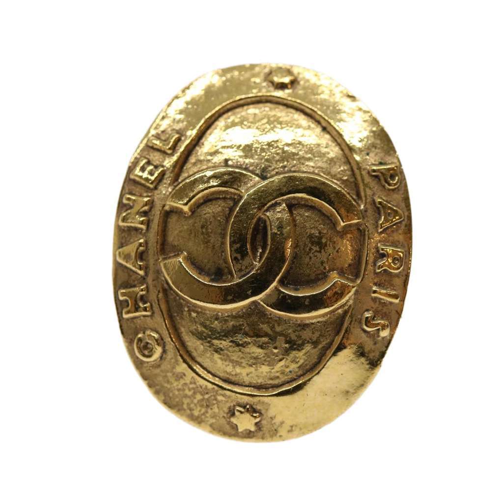 Chanel CC Hoop Clip-On Earrings Gold Metal Good condition - Back View