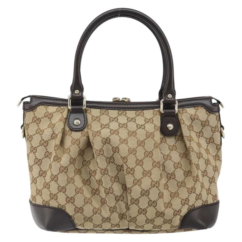 Gucci Sukey Top Handle Satchel Beige Canvas Good condition - Back View