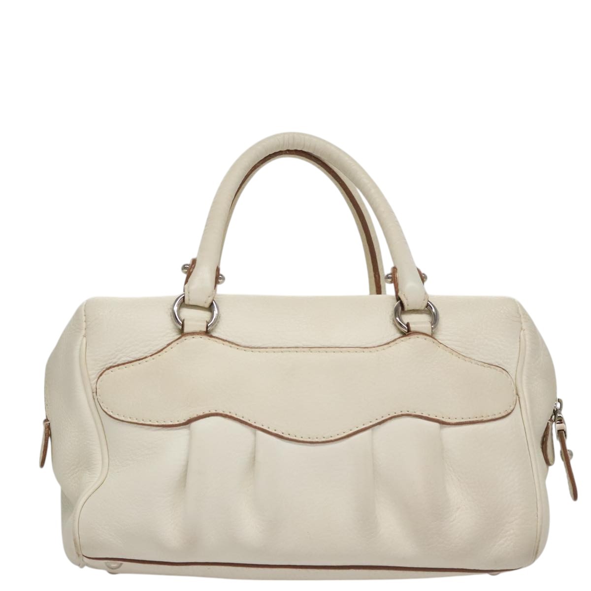 Salvatore Ferragamo Gancini Buckle Shoulder Bag White Leather Good condition - Back View